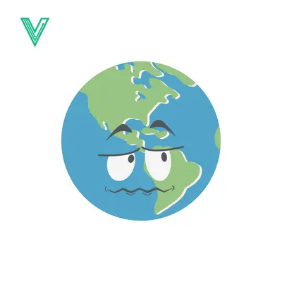 Sad Earth Cartoon Character Looking Worried and Concerned