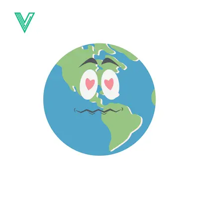 Cartoon Earth Character with Heart Eyes and Wavy Mouth