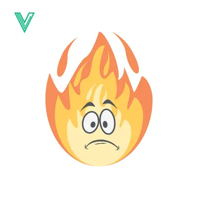 Sad Flame Emoji with Worried Expression and Burning Flames