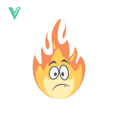 Worried Fire Character with Big Eyes and Fangs