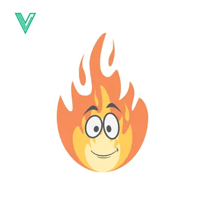 Funny Cartoon Fire Character with Happy Face and Big Eyes