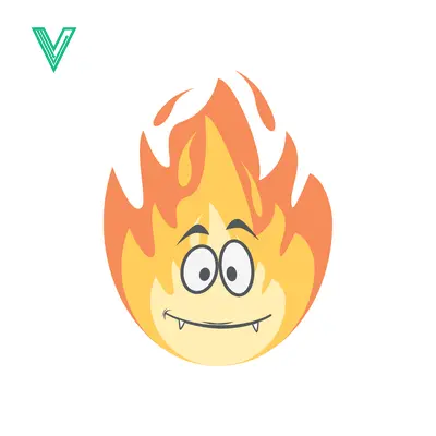 Funny Cartoon Fire Character with Big Eyes and Sharp Teeth