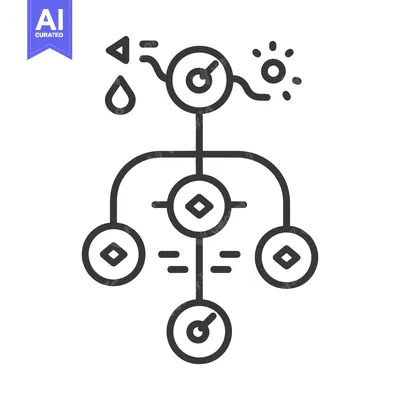 Abstract diagram with circles, lines, and diamond shapes