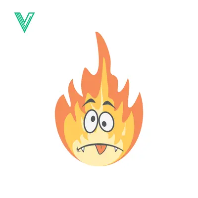 Scared Fire Character with Big Eyes and Tongue Out