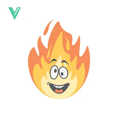 Funny Cartoon Fire Character with Happy Face and Big Smile