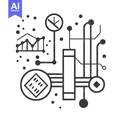 Premium design asset: Abstract Digital Network Diagram with Data and Financial Symbols