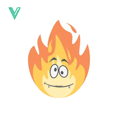 Funny Cartoon Fire Character with Big Eyes and Sharp Teeth