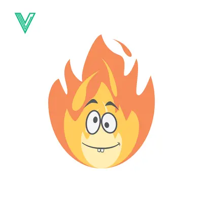 Funny Cartoon Fire Character with Happy Face and Flames