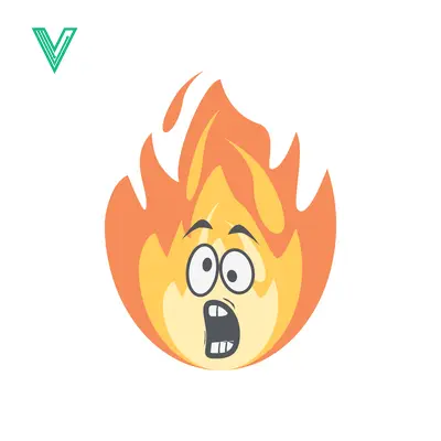 Scared Fire Emoji Character with Wide Eyes and Open Mouth