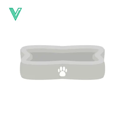 Simple Gray Pet Litter Box with Paw Print Icon