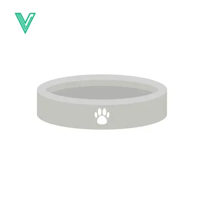 Simple Gray Pet Bowl with Paw Print Icon
