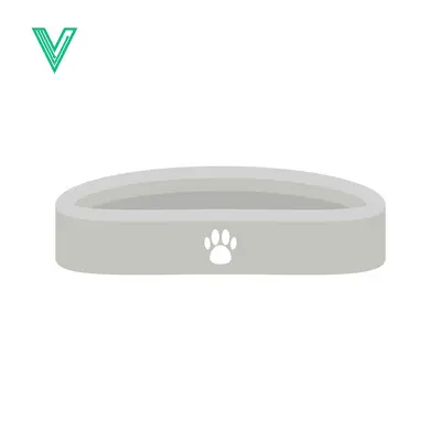 Simple Gray Pet Bowl with Paw Print Icon