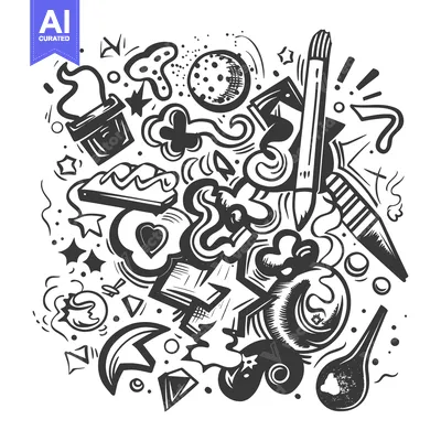 Popular premium asset: Abstract Doodle Art with Geometric Shapes and Swirls