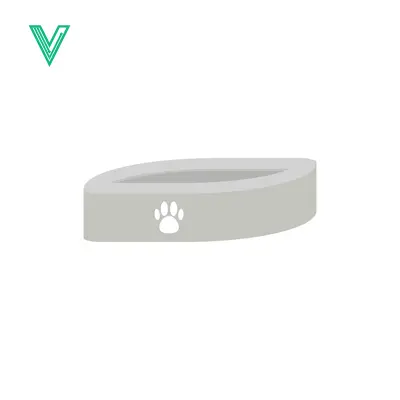 Simple illustration of a pet food bowl with a paw print