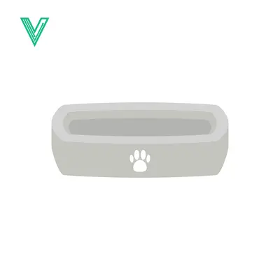 Simple Gray Pet Food Bowl with Paw Print Icon