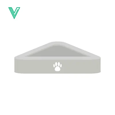 Corner Pet Food Bowl with Paw Print Icon