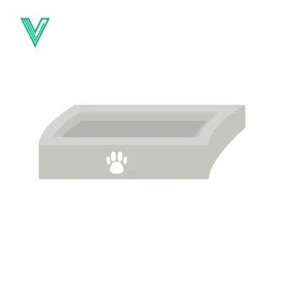 Simple Gray Cat Litter Box with Paw Print Icon