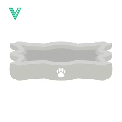 Dog Bone Shaped Pet Bed with Paw Print Icon