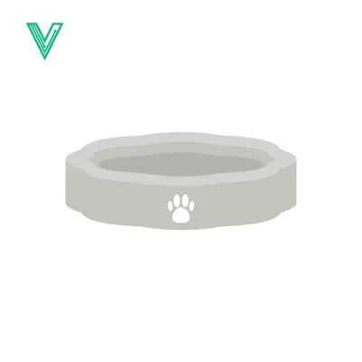 Simple Gray Pet Bowl with Paw Print Icon