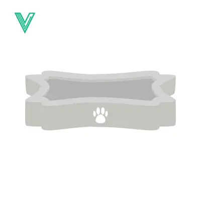 Bone Shaped Pet Food Bowl with Paw Print Icon
