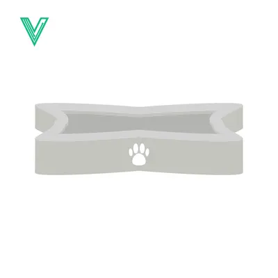 Bone Shaped Pet Food Bowl with Paw Print Icon