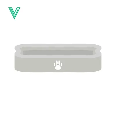 Minimalist Gray Pet Food Bowl with Paw Print Icon