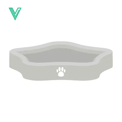 Simple Gray Pet Bed with Paw Print Icon