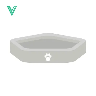 Simple Geometric Cat Litter Box with Paw Print Icon