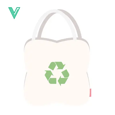 Eco-friendly tote bag with recycling symbol illustration