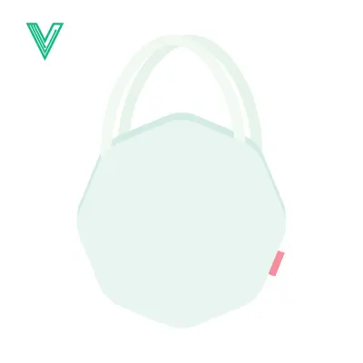 Minimalist Light Blue Round Handbag with Pink Tag