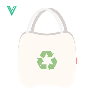 Eco-friendly tote bag with recycling symbol illustration