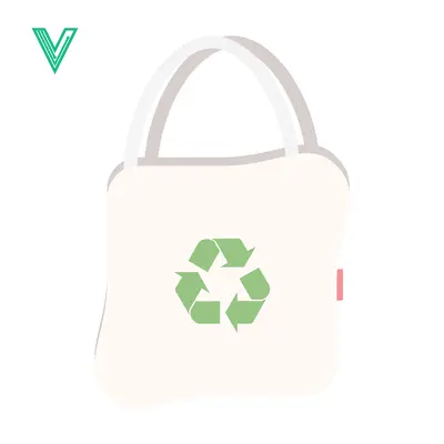 Eco-friendly tote bag with recycling symbol illustration