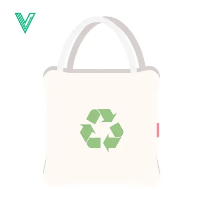 Eco-friendly tote bag with recycling symbol illustration