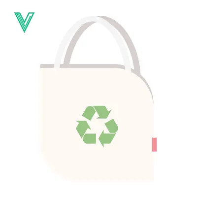 Eco-friendly tote bag with recycling symbol illustration