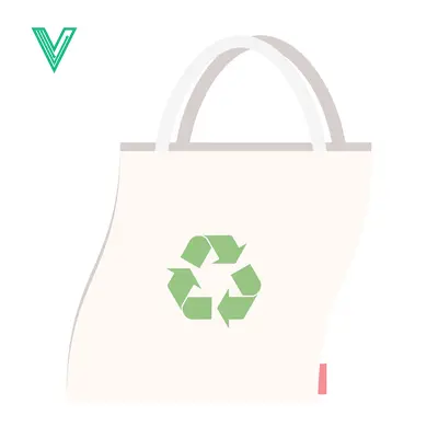 Eco-friendly tote bag with recycling symbol illustration