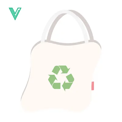 Eco-friendly tote bag with recycling symbol illustration