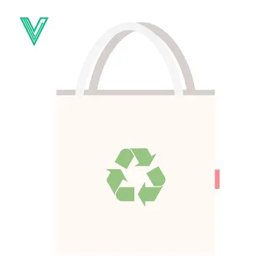 Eco-friendly tote bag with recycling symbol illustration