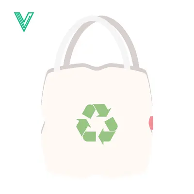 Eco-friendly tote bag with recycling symbol illustration