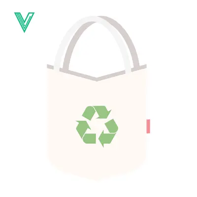 Eco-friendly tote bag with recycling symbol illustration