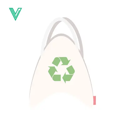 Eco-friendly reusable shopping bag with recycling symbol
