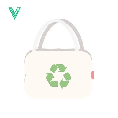 Eco-friendly reusable shopping bag with recycling symbol