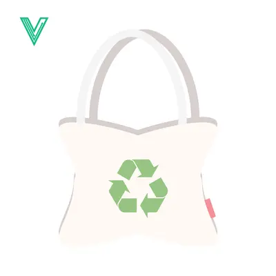 Eco-friendly reusable shopping bag with recycling symbol