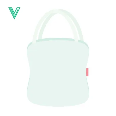 Minimalist Light Blue Tote Bag with Pink Tag