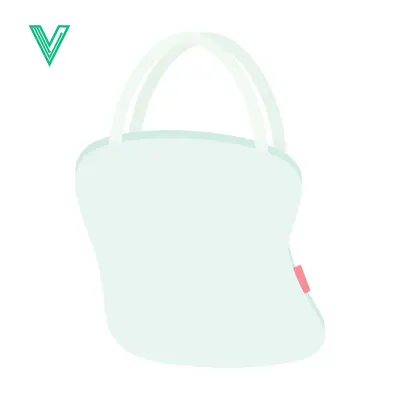 Minimalist Light Blue Tote Bag with Pink Tag