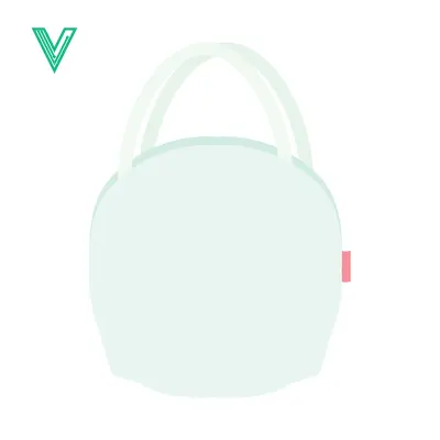 Aset desain premium: Minimalist Light Blue Round Handbag with Pink Tag