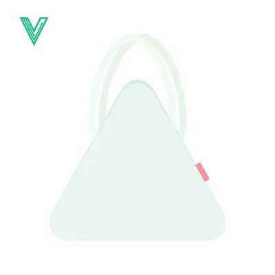 Minimalist Light Blue Triangle Tote Bag with White Handles
