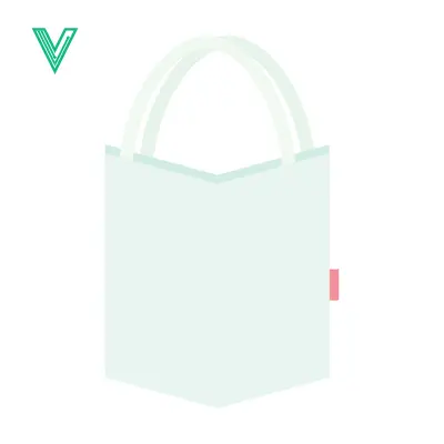 Minimalist Light Blue Tote Bag with Red Tag