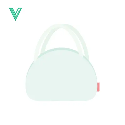 Minimalist Light Blue Round Handbag with Pink Tag