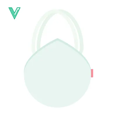 Minimalist Light Blue Face Mask with White Straps Isolated on White Background