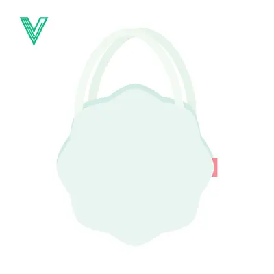Minimalist Light Blue Scalloped Handbag with Handles